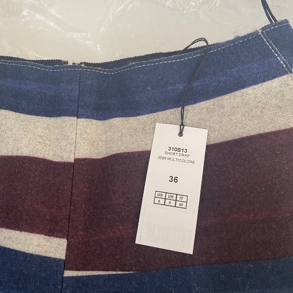 NWT CARVEN Color Block Striped Wool Blend Shorts Size FR 36 US 4 S MSRP $460 - Picture 7 of 9